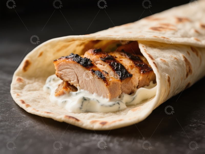 高清大图下载【趣麦麦图】烤肉卷饼配酸奶酱