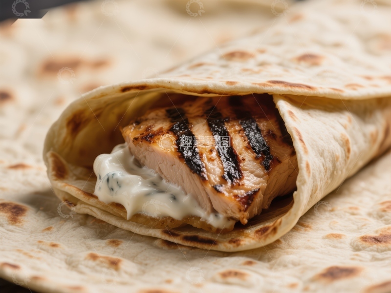 高清大图下载【趣麦麦图】烤肉卷饼配酸奶酱