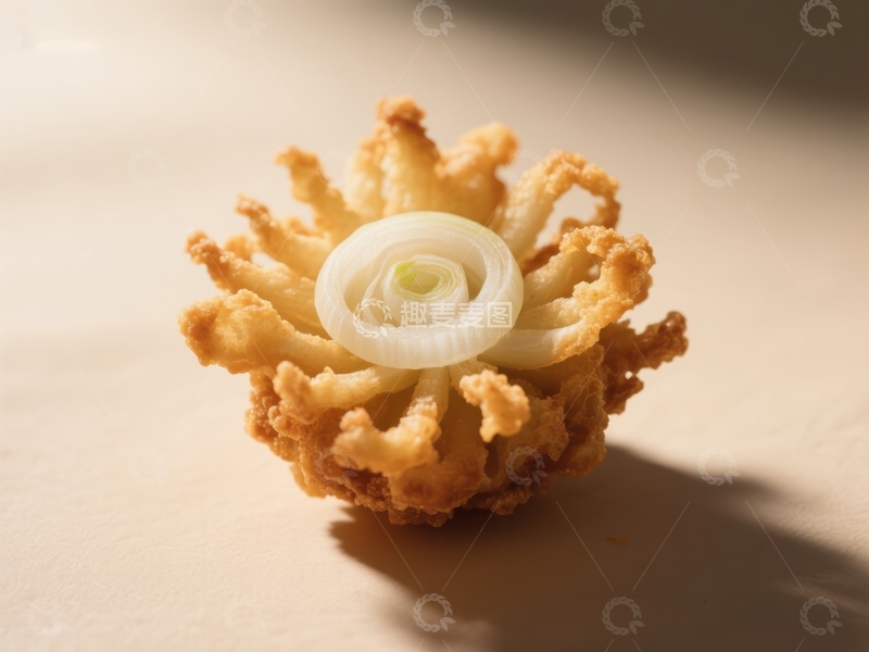 高清大图下载【趣麦麦图】酥脆洋葱圈配生菜装饰