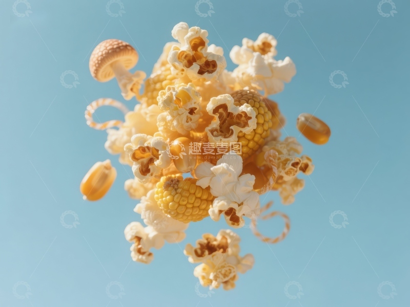 高清大图下载【趣麦麦图】爆米花与玉米粒的空中瞬间