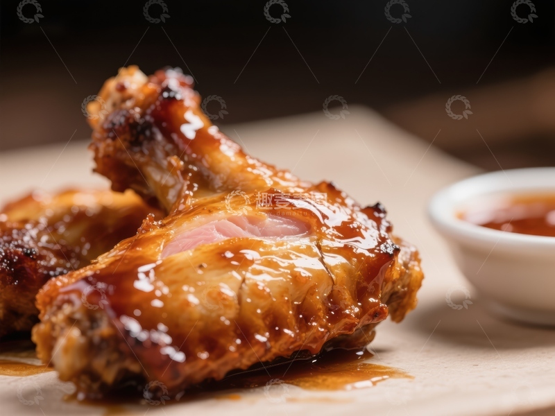 高清大图下载【趣麦麦图】美味烤鸡翅配酱料