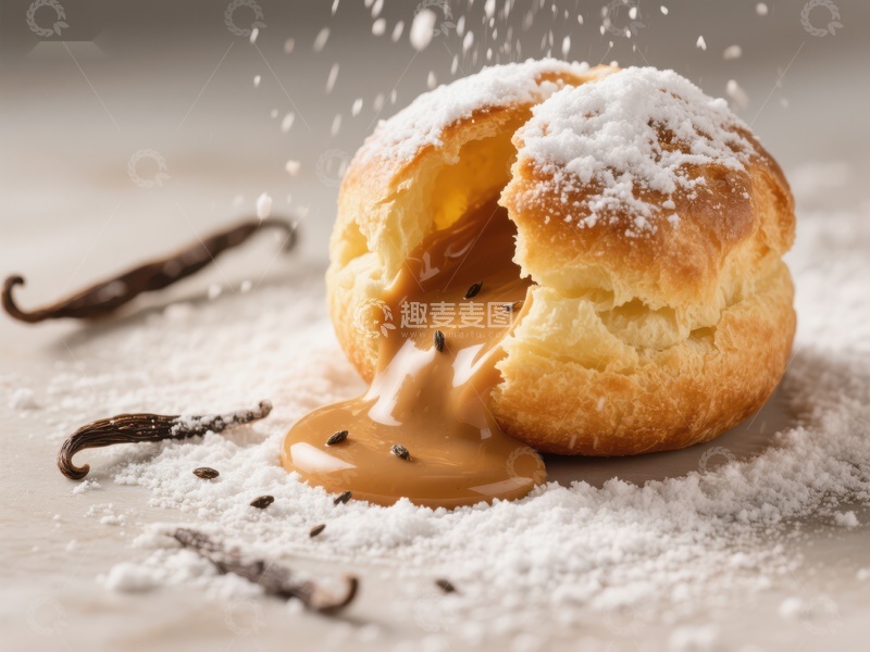高清大图下载【趣麦麦图】奶油泡芙撒上糖粉