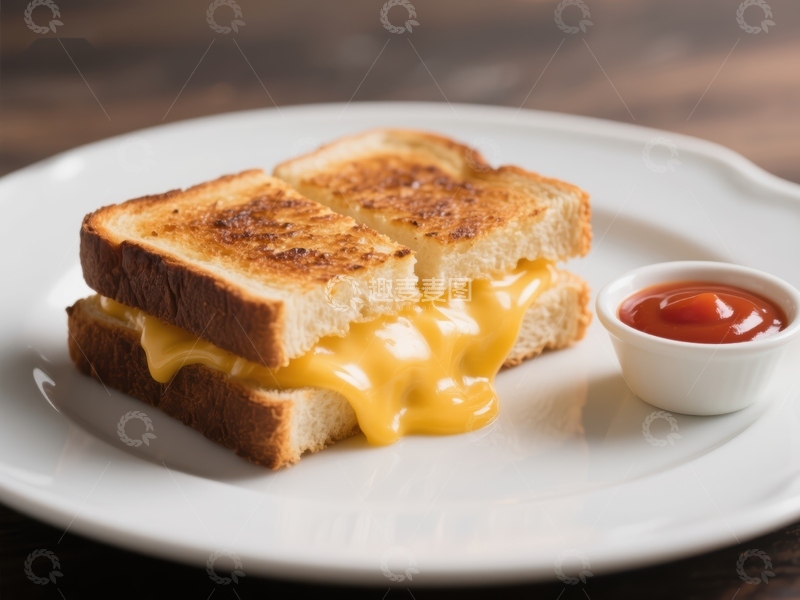 高清大图下载【趣麦麦图】金黄烤面包夹融化的奶酪