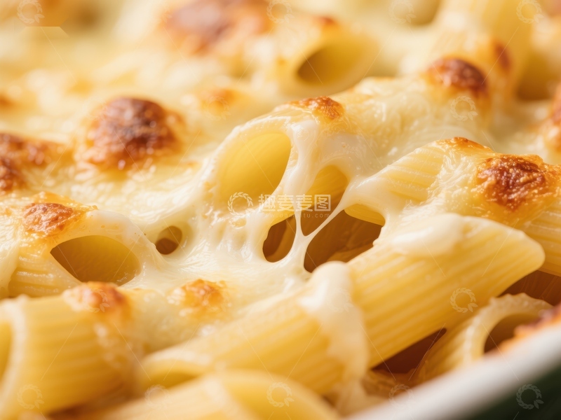 高清大图下载【趣麦麦图】金黄芝士焗意面特写