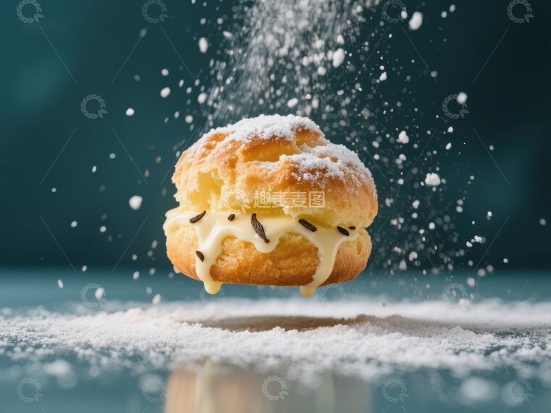 高清大图下载【趣麦麦图】奶油泡芙撒糖粉瞬间