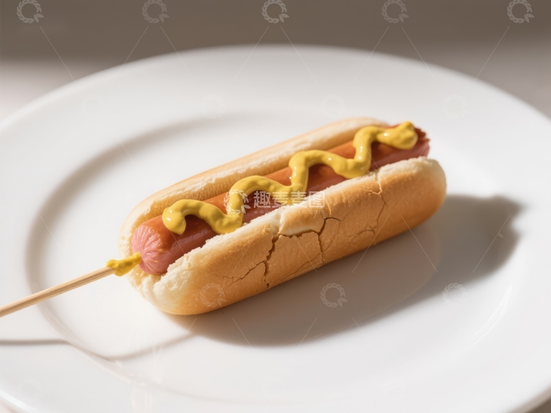 高清大图下载【趣麦麦图】热狗配芥末，简洁摆盘