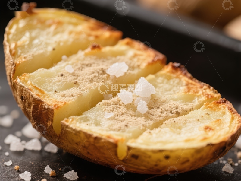 高清大图下载【趣麦麦图】烤土豆切片撒盐特写