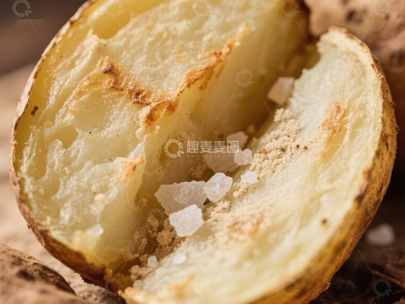 高清大图下载【趣麦麦图】烤土豆切开撒盐特写