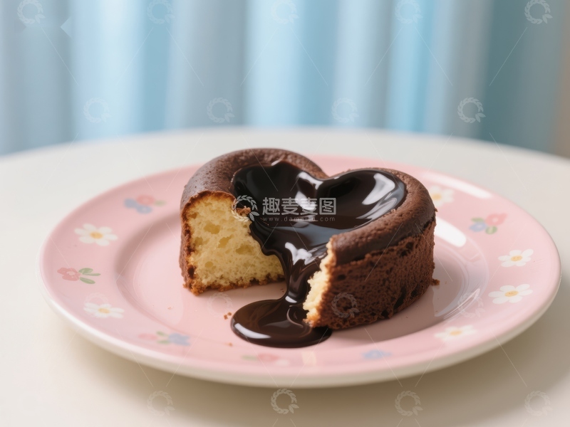 心形巧克力蛋糕，甜蜜融化
