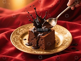 巧克力酱浇灌蛋糕的瞬间
