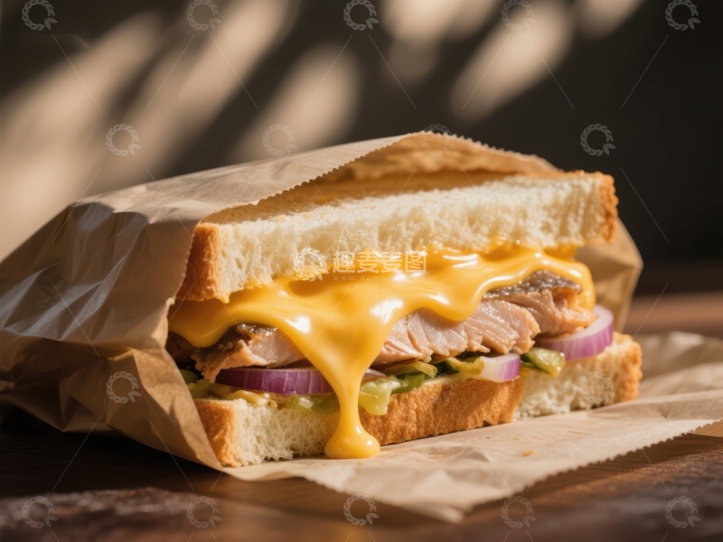 高清大图下载【趣麦麦图】芝士肉夹馍，诱人美味