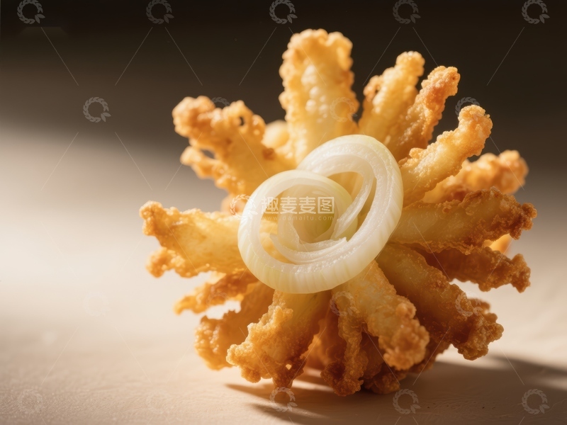 高清大图下载【趣麦麦图】金黄酥脆的洋葱花特写