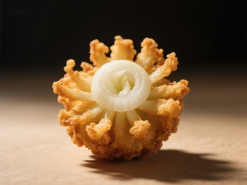 金黄酥脆的洋葱花特写