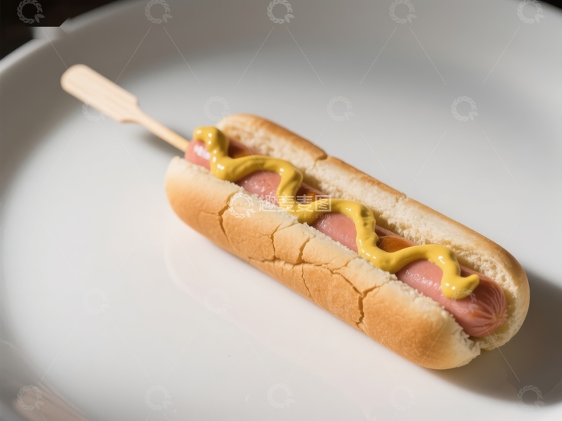 高清大图下载【趣麦麦图】-热狗配芥末，插有木签