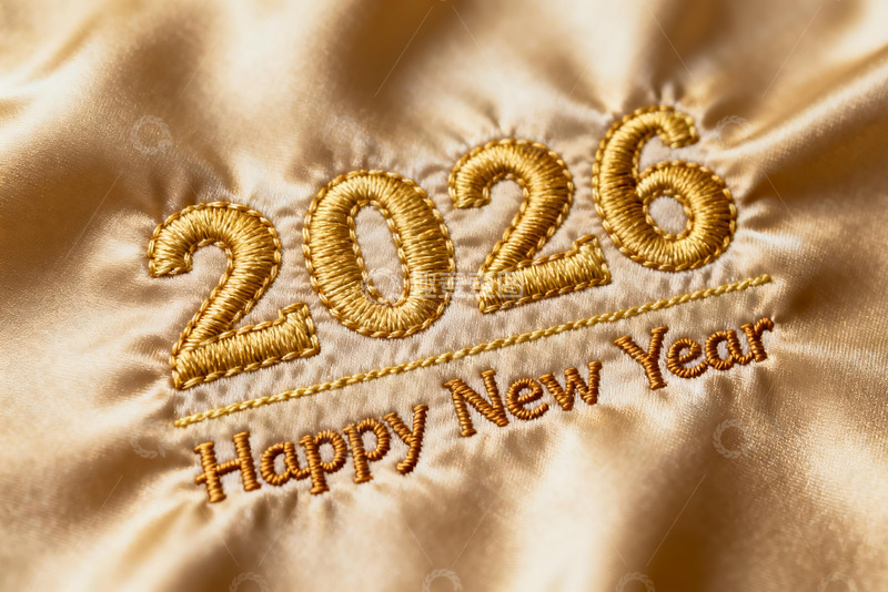 高清大图下载【趣麦麦图】2026新年金色刺绣图案