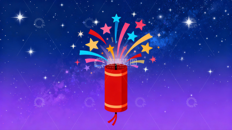 高清大图下载【趣麦麦图】夜空烟花绽放绚丽景象