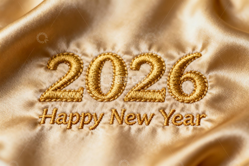 高清大图下载【趣麦麦图】2026新年金色刺绣图案