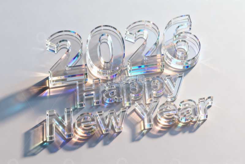 高清大图下载【趣麦麦图】2026新年水晶文字