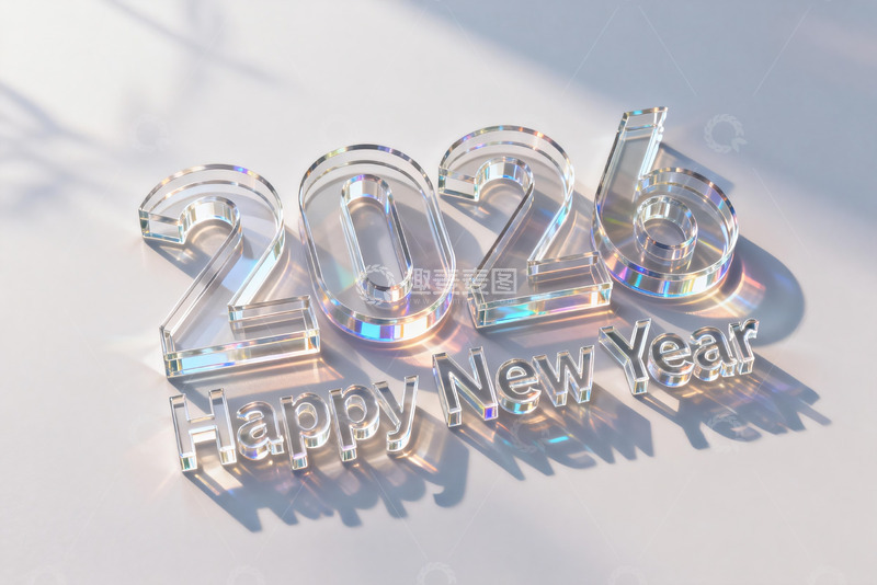高清大图下载【趣麦麦图】2024新年水晶数字与祝福语