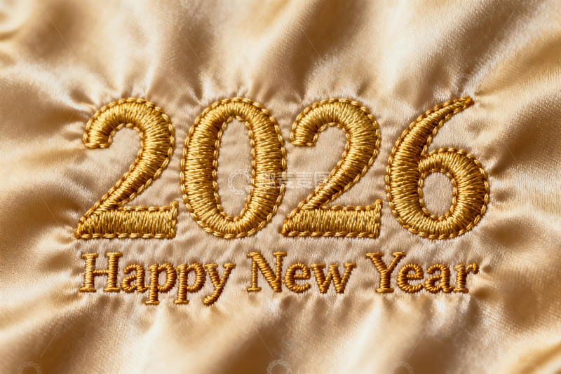 高清大图下载【趣麦麦图】2026新年金色刺绣图案