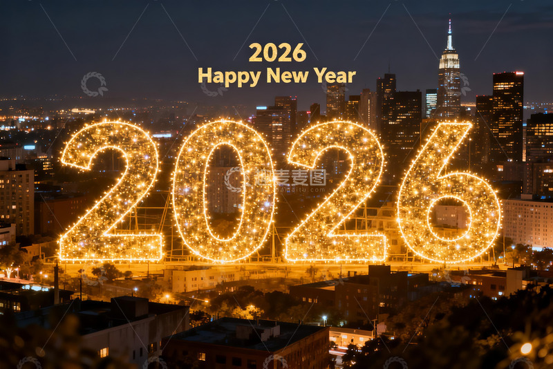 高清大图下载【趣麦麦图】2026新年城市夜景灯光