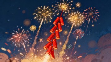 夜空烟花绽放绚丽景象