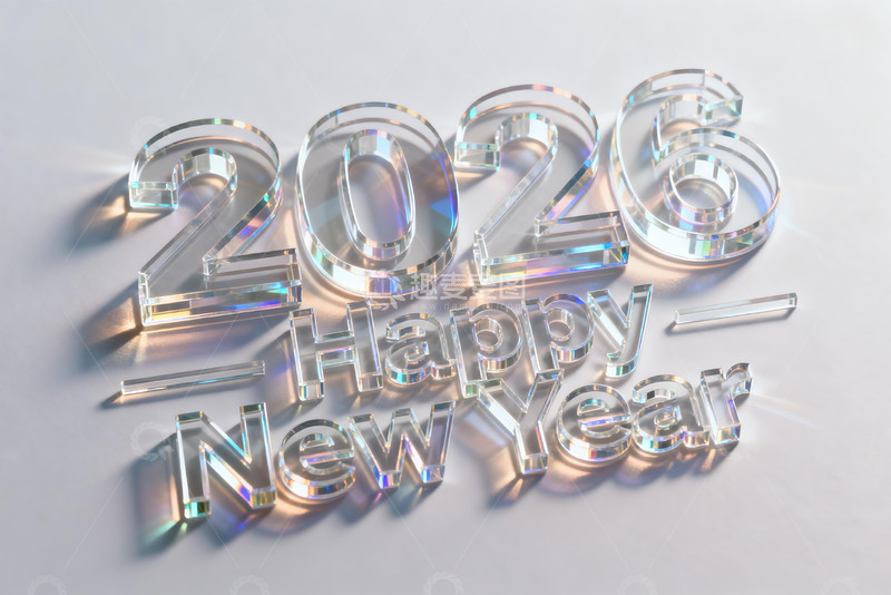 高清大图下载【趣麦麦图】2026新年水晶文字