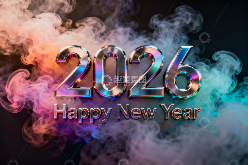 高清大图下载【趣麦麦图】2026新年贺岁彩烟背景