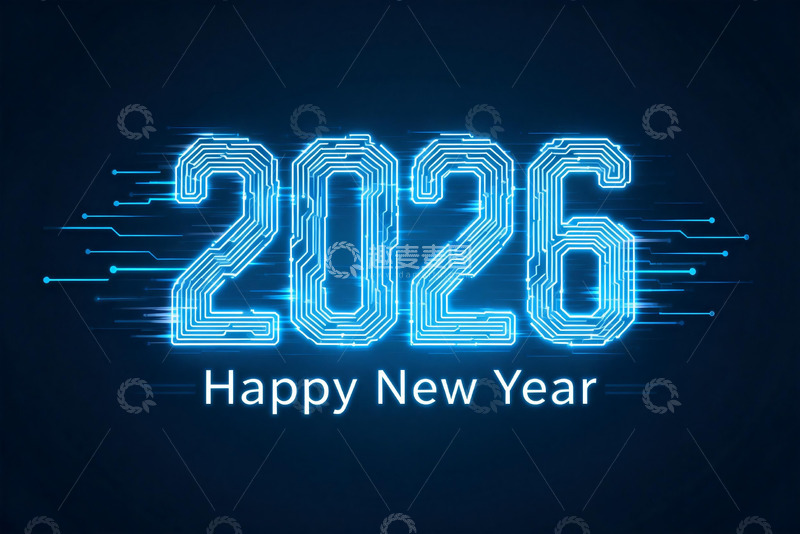 高清大图下载【趣麦麦图】2026年科技风格新年贺图