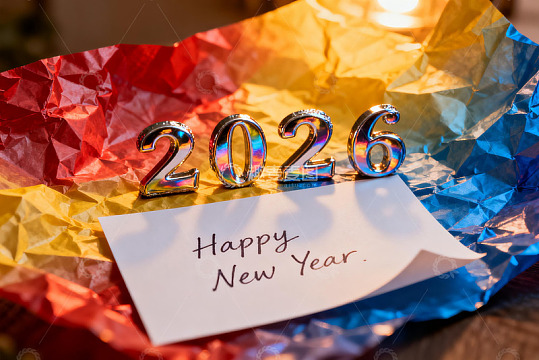 2026新年贺卡与彩纸装饰