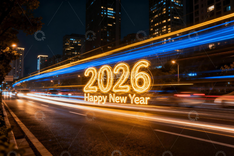 高清大图下载【趣麦麦图】2026新年夜城市灯光秀