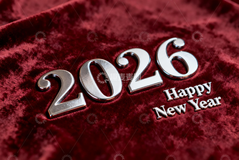高清大图下载【趣麦麦图】2026新年祝福红色绒布背景