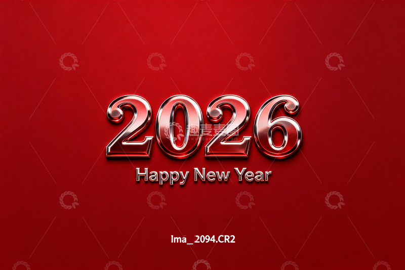 高清大图下载【趣麦麦图】2026新年贺词红色背景