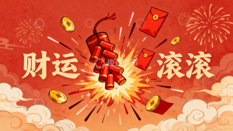 高清大图下载【趣麦麦图】春节鞭炮烟花贺岁图