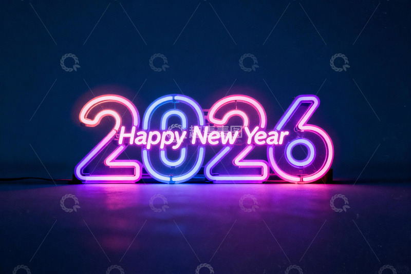 高清大图下载【趣麦麦图】2026新年霓虹灯装饰