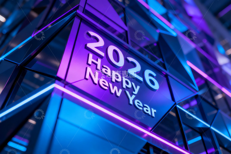 高清大图下载【趣麦麦图】2026新年祝福霓虹灯饰