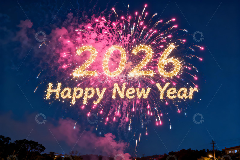 高清大图下载【趣麦麦图】2026新年烟花绽放夜空