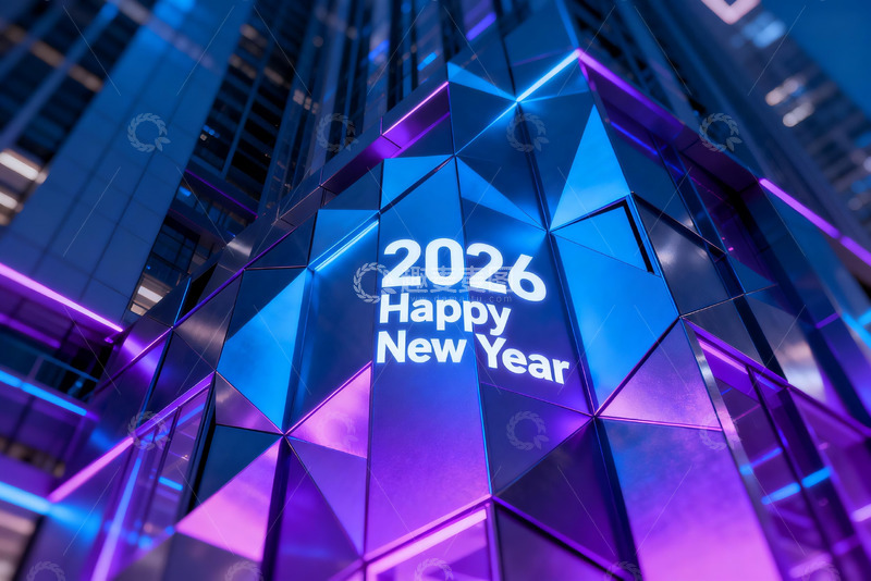 高清大图下载【趣麦麦图】2026新年贺词城市夜景