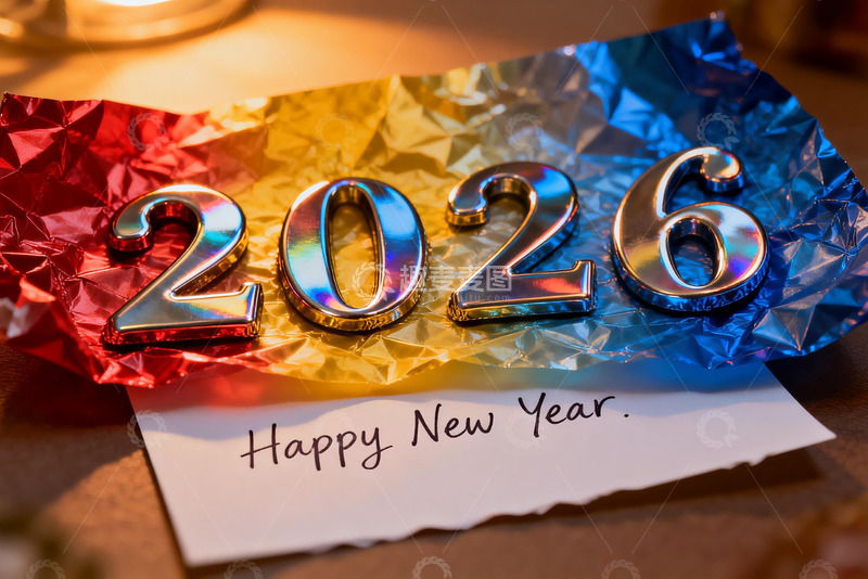 高清大图下载【趣麦麦图】2026新年贺卡与彩纸装饰