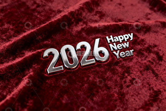 2026新年贺词红色绒布背景