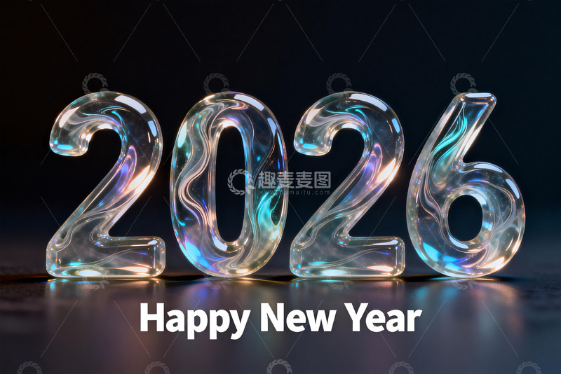 高清大图下载【趣麦麦图】2026年新年水晶数字展示