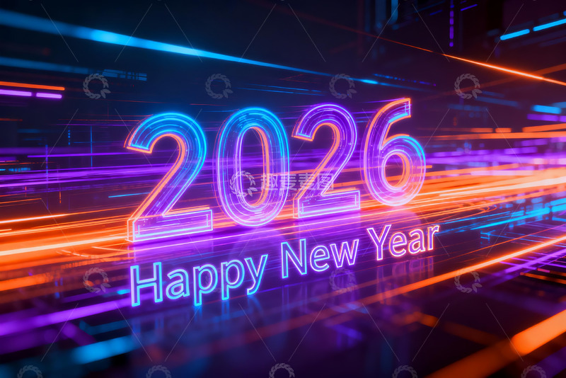 高清大图下载【趣麦麦图】2026新年科技光影贺图
