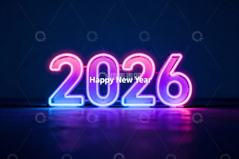 高清大图下载【趣麦麦图】2026年新年霓虹灯装饰
