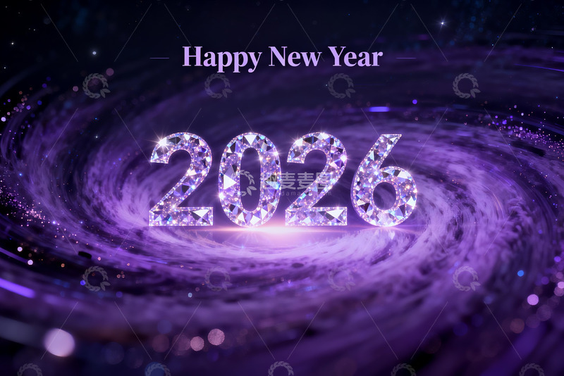 高清大图下载【趣麦麦图】2026新年贺岁紫色星河