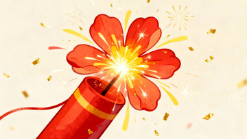 烟花绽放红色花朵图案