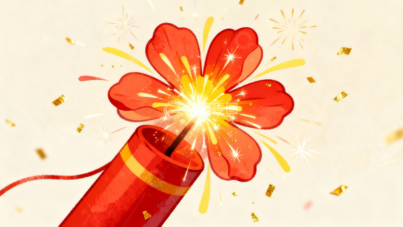 高清大图下载【趣麦麦图】烟花绽放红色花朵图案