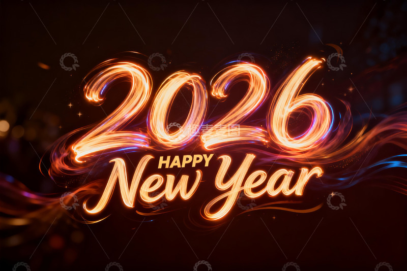 高清大图下载【趣麦麦图】2026新年快乐文字艺术