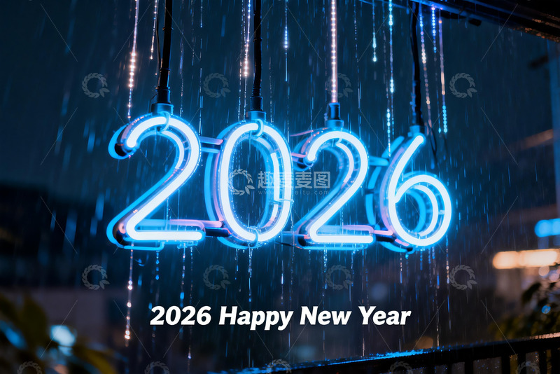 高清大图下载【趣麦麦图】2026新年霓虹灯装饰