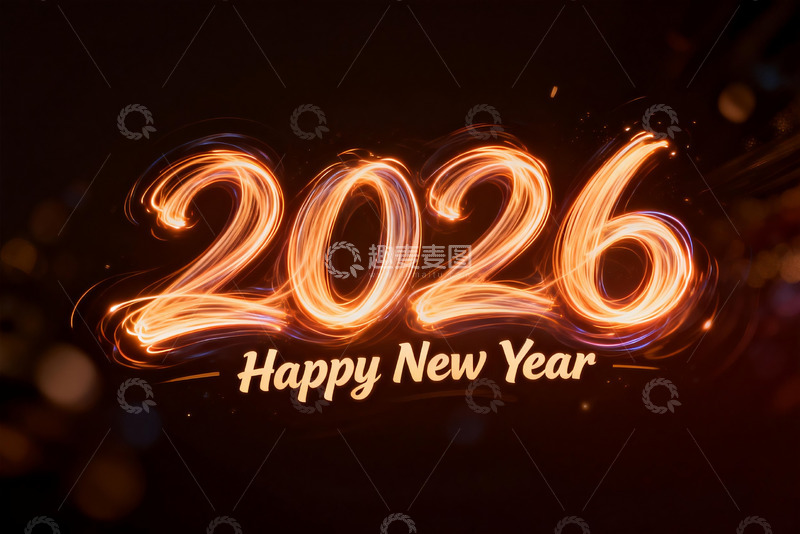 高清大图下载【趣麦麦图】2026新年快乐光效文字