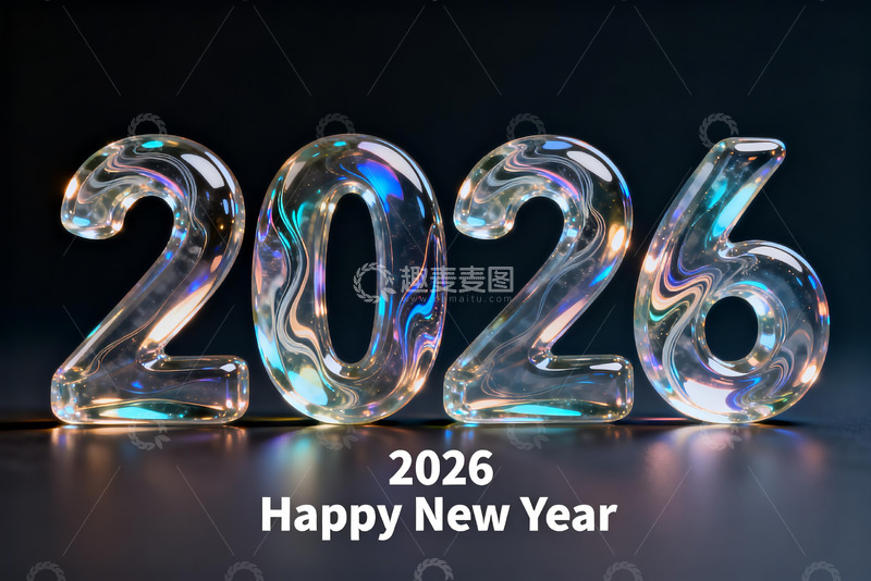 高清大图下载【趣麦麦图】2026新年水晶数字